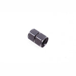 Black anodized aluminum Radium Engineering 14-0535 10AN female to 10AN female union adapter fitting.