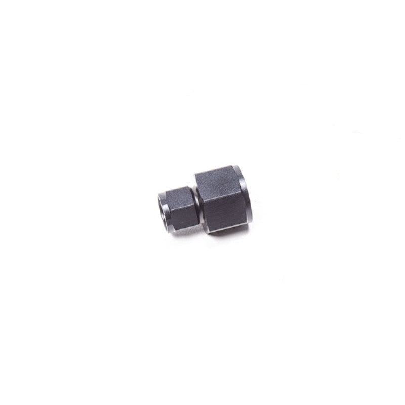 Black anodized aluminum 10AN female to 6AN female adapter fitting by Radium Engineering.