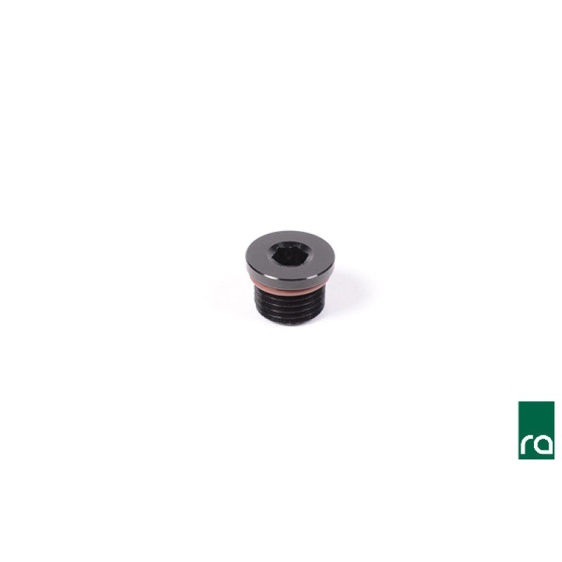 Radium Engineering -2 AN ORB port plug with integrated O-ring for sealing fluid ports.
