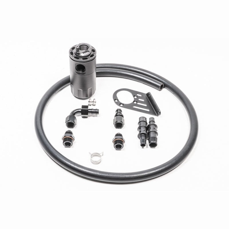 Radium Engineering Fluid Lock crankcase catch can kit with mounting bracket and hoses for the 2014-2019 Ford Fiesta ST.