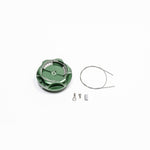Machined aluminum vented fuel cell fill cap featuring integrated roll-over protection valve and sealing O-ring.