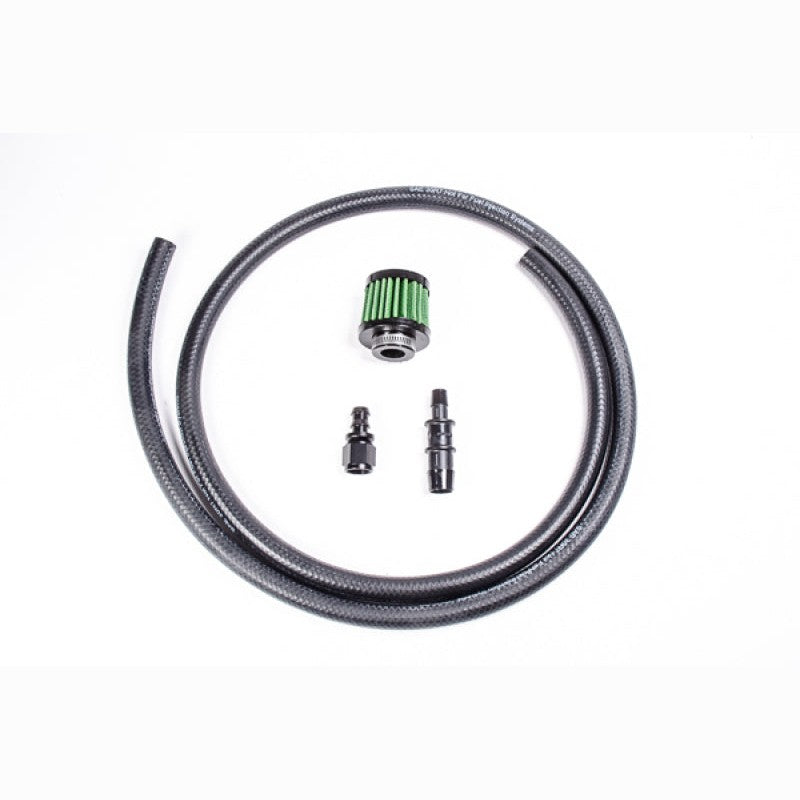 Radium Engineering 8AN fuel cell vent kit featuring high-quality anodized fittings and hardware for fuel system venting.