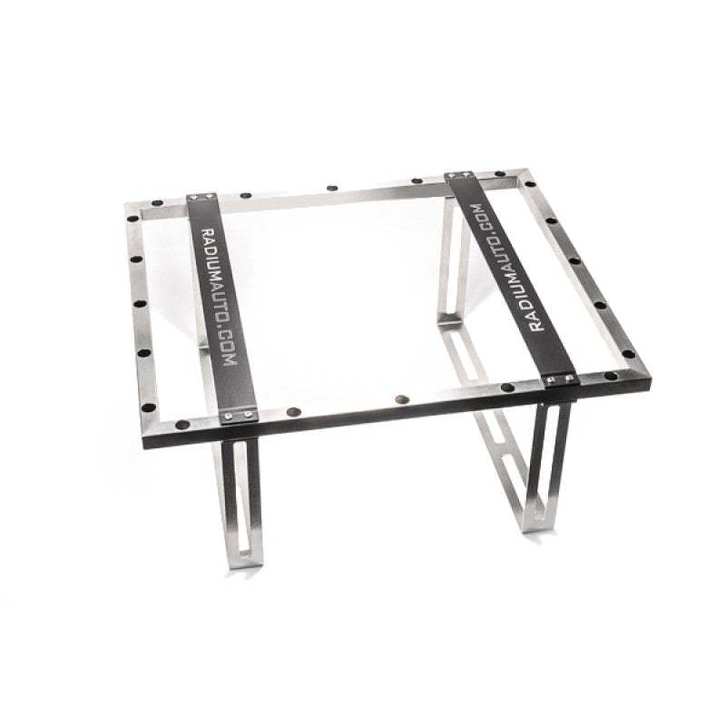Stainless steel weld-in mounting cage for Radium Engineering 22 gallon fuel cells.