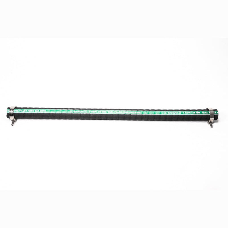 Radium Engineering 1.5-inch ID flexible fuel filler hose with two stainless steel T-bolt clamps