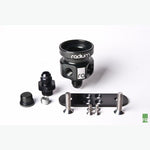 Black anodized Radium Engineering fuel pressure regulator body 20-0014 showing mounting points and top vacuum port.