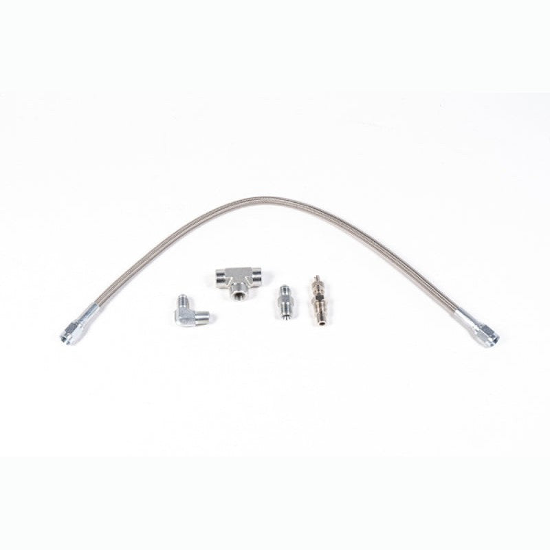 Radium Engineering fuel pressure test kit including braided line and 1/8 NPT adapter fittings