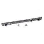 Radium Engineering CNC-machined high-flow fuel rail for Nissan RB20DET engines featuring 8AN ORB ports.