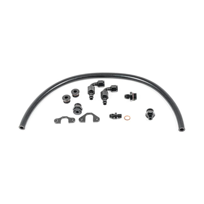 Radium Engineering fuel rail plumbing kit with hoses and adapter fittings for Honda B/D/F/H-series engines.