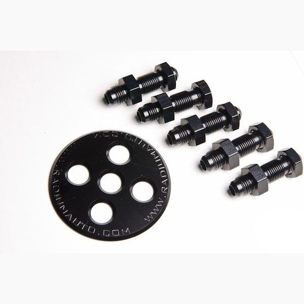 Radium Engineering 13-0054 universal fuel surge tank mounting bracket for wall and floor installation.