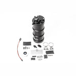 Radium Engineering black anodized fuel surge tank featuring an integrated adjustable fuel pressure regulator, MPN 20-1933.