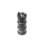 Black anodized Radium Engineering single pump fuel surge tank for universal EFI fuel systems.