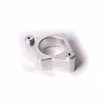 Polished billet 6061-T6 aluminum weld-on flange for Denso MAF sensor with M4 threaded mounting holes.