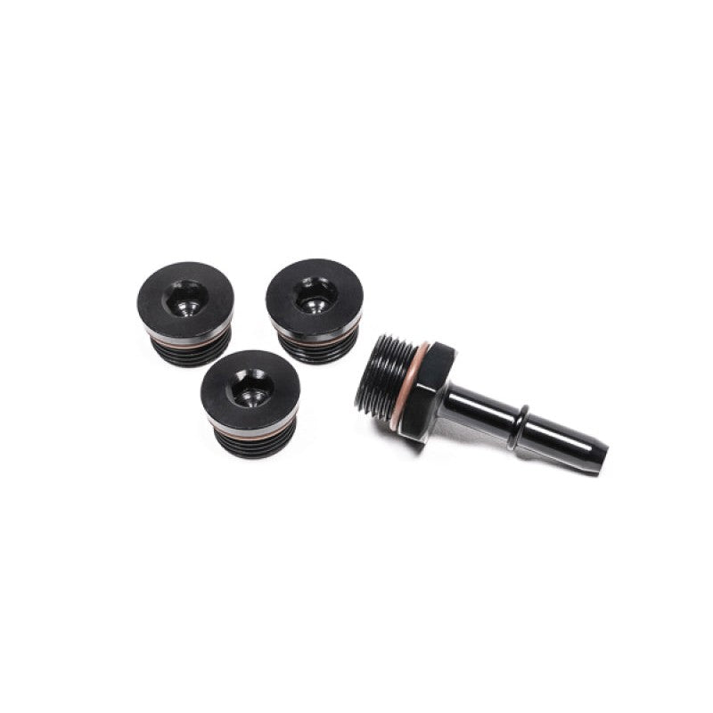 Radium Engineering fuel rail plumbing adapter kit including fittings for Mazda MZR and Ford Duratec fuel systems.