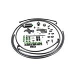 Radium Engineering fuel plumbing kit with stainless filter, regulator, and AN hoses for Mitsubishi Evolution 1-6