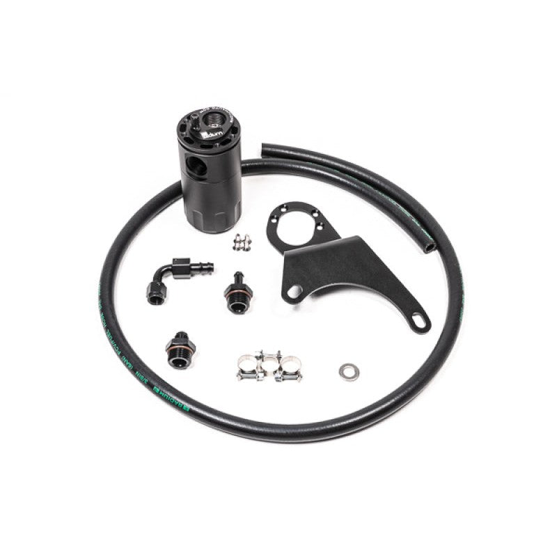 Radium Engineering black anodized single catch can kit with Fluid Lock technology for Mitsubishi Lancer Evolution 8-9