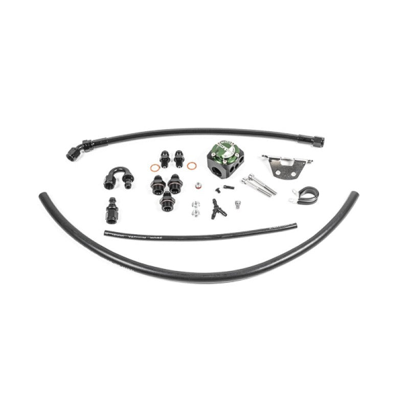Radium Engineering fuel pulse damper kit with vacuum-referenced FPD and mounting hardware for MK4 Toyota Supra.