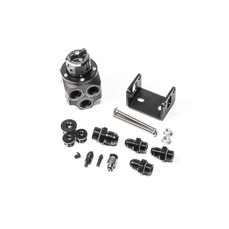 Black anodized Radium Engineering MPR-RA multi-port fuel pressure regulator with rotating assembly