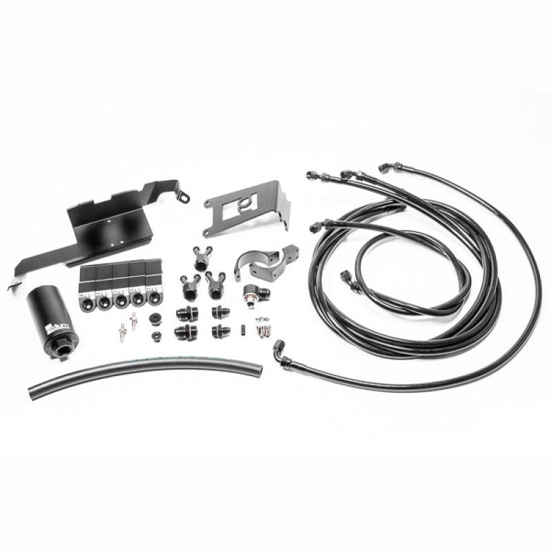 Radium Engineering dual 6AN fuel feed kit with stainless filter and fittings for Nissan R35 GT-R.
