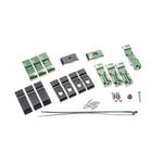 Radium Engineering billet aluminum fuel and brake line retainer brackets with mounting hardware for Nissan vehicles.