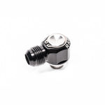 Precision machined aluminum 10AN male press-fit valve cover fitting for Nissan S14 and S15 SR20DET exhaust side.