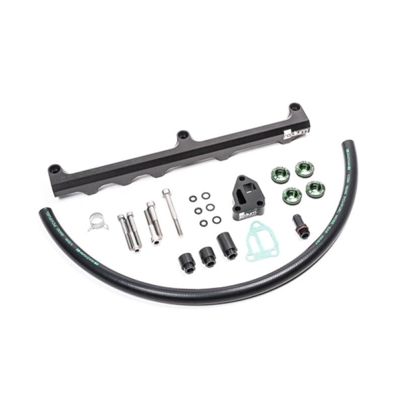 Radium Engineering high-flow aluminum fuel rail kit for Nissan SR20DET with stainless hardware and idle motor spacers