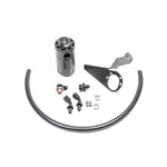 Radium Engineering Fluid Lock PCV catch can kit with black anodized reservoir, mounting bracket, and pre-cut hoses.