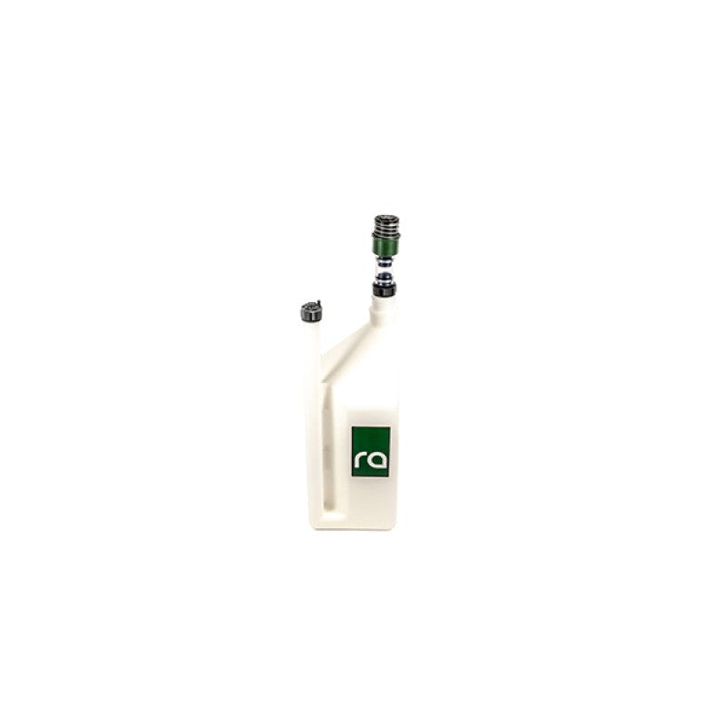 Radium Engineering 5-gallon fuel dump can with 1.5-inch dry break probe and integrated pressure relief valve.