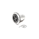CNC-machined Radium Engineering remote fuel filler showing 2.25-inch hose barb and vented screw-off cap