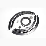 Precision Radium Engineering mounting brackets and hardware for circular spare tire well fuel cell installation.