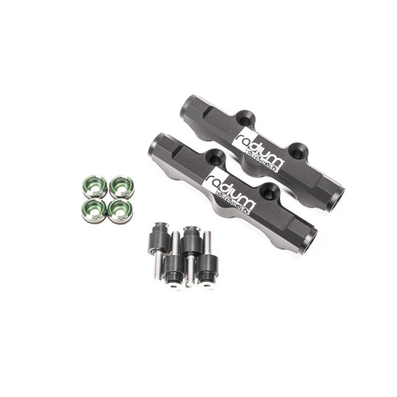 Radium Engineering machined aluminum top feed fuel rail conversion kit for Subaru EJ engines.