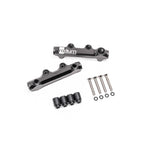 Radium Engineering black anodized aluminum top feed fuel rails with auxiliary top ports for Subaru EJ-series engines.