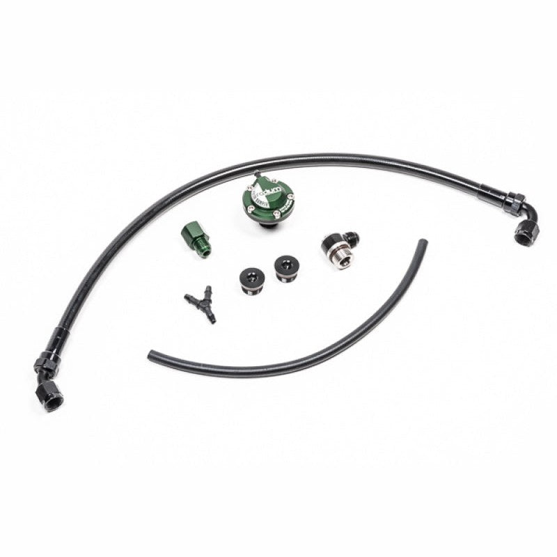 Radium Engineering fuel rail plumbing adapters and fittings for Toyota 2JZ-GE returnless fuel systems.