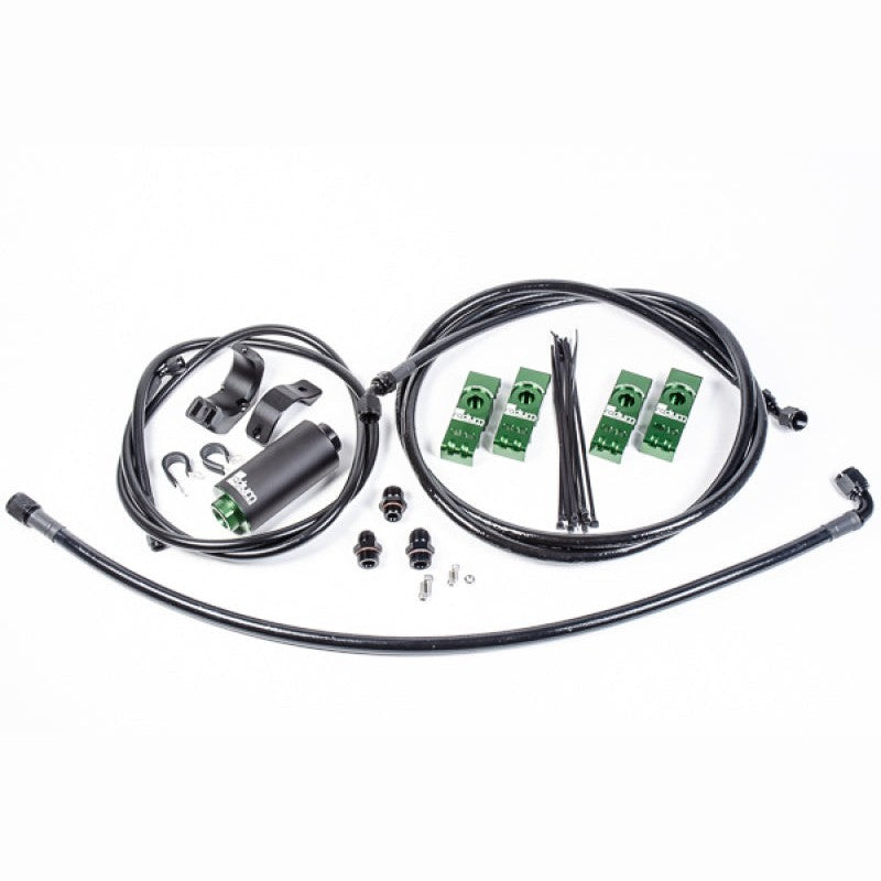 Radium Engineering fuel hanger plumbing kit with microglass filter for 1993-1998 Toyota Supra MK4.