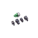 Radium Engineering universal in-line check valve body with two 6AN adapter fittings.