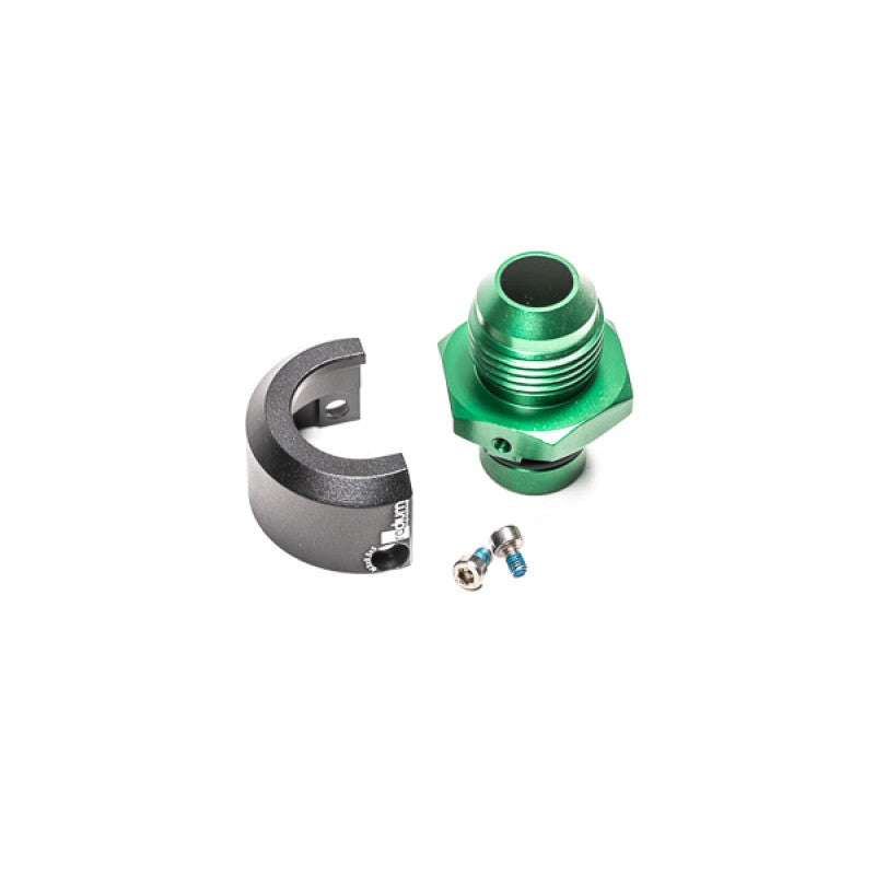 Radium Engineering 20-0858 black anodized aluminum 15mm male quick connect to 10AN male straight adapter fitting.