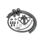 Radium dual catch can kit with Fluid Lock technology, mounting brackets, and hoses for Subaru BRZ and Toyota 86.