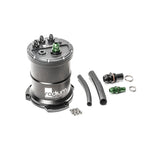 Radium Engineering universal aluminum fuel surge tank for external in-line fuel pumps, part number 20-1195.