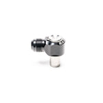 Radium Engineering 20-0810 10AN male press-fit swivel breather fitting for Nissan KA24DE valve cover.