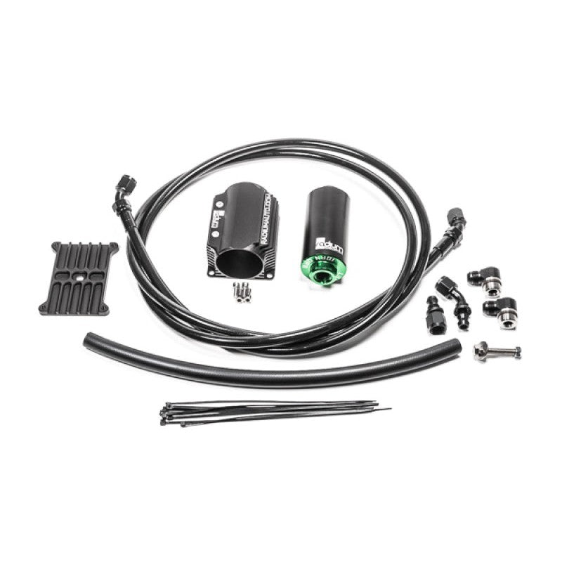 Radium Engineering fuel hanger surge tank feed kit with microglass filter, feed line, and adapter fittings for Mazda RX-7 FD