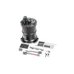 Radium Engineering 20-1447 multi-pump regulated fuel surge tank with integrated regulator and anodized AN fittings.