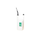 Semi-transparent white Radium Engineering 6-gallon Quick Fill dump can with standard fill spout and accessories.