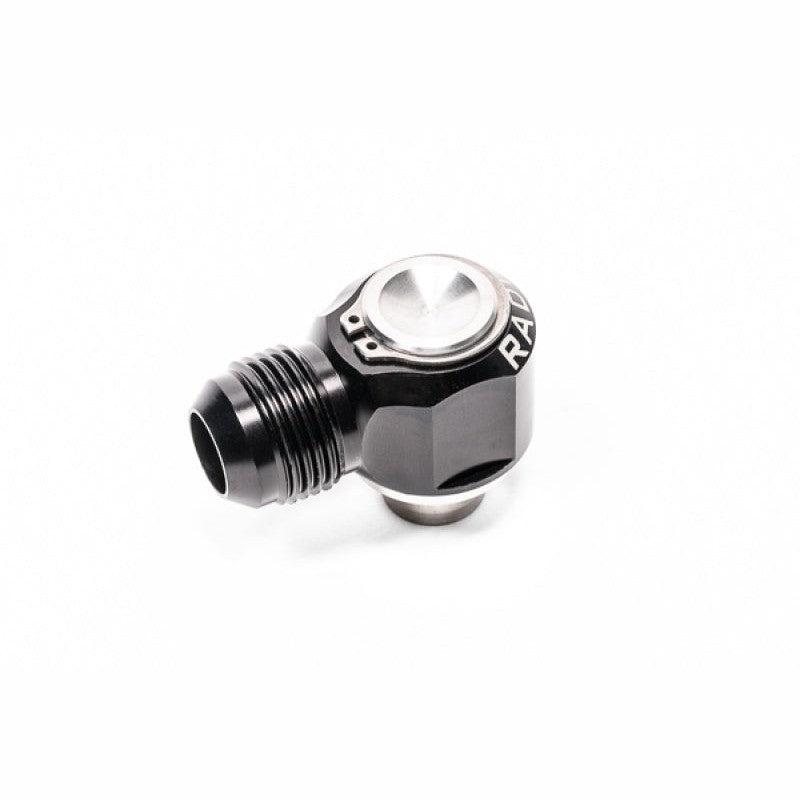 Radium Engineering 10AN male press-in swivel fitting for Nissan RB25DET valve covers.