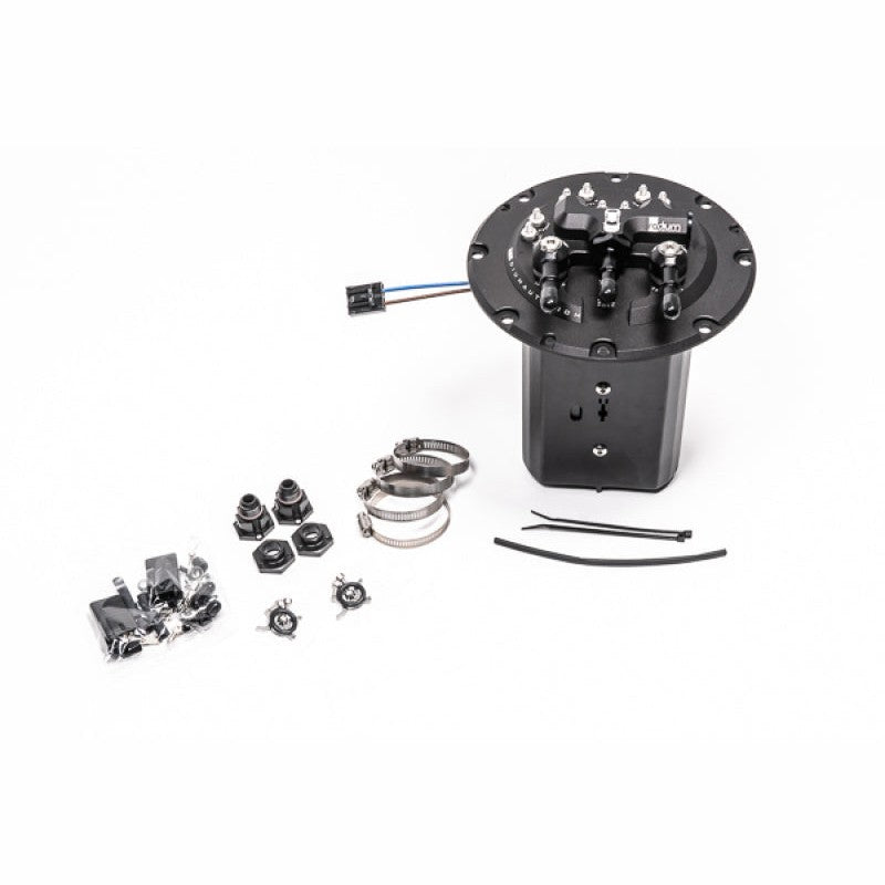 Radium Engineering fuel hanger for 2008-2020 Subaru Impreza and WRX, compatible with dual Deatschwerks DW400 pumps.