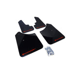 Rally Armor UR black polyurethane mud flap featuring a red logo for the 2004-2008 Subaru Forester
