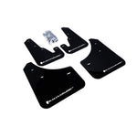 Rally Armor UR black polyurethane mud flaps with white logo for 2004-2009 Mazda 3 and Mazdaspeed 3.