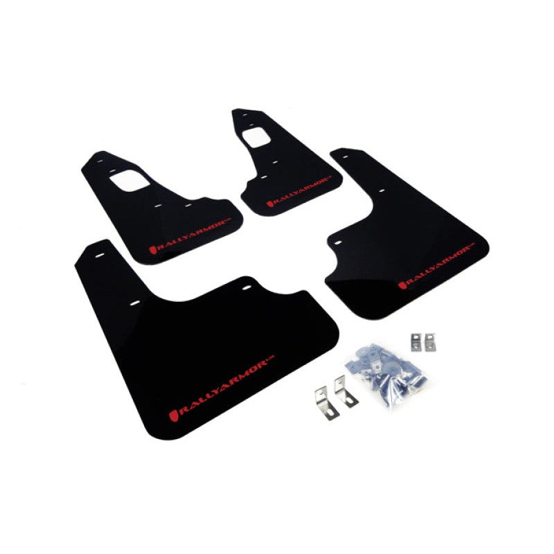 Rally Armor UR series black polyurethane mud flaps with red logo for Mitsubishi Lancer Evolution and SE