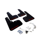 Rally Armor UR black polyurethane mud flaps with red logo for 2013-2017 Subaru Crosstrek.