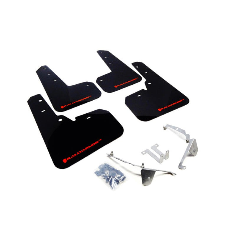 Rally Armor UR black polyurethane mud flaps with red logo for 2013-2017 Subaru Crosstrek.