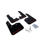 Rally Armor MF34-UR-BLK/RD UR Series black polyurethane mud flaps with red logo for 2015-2019 Subaru Legacy.