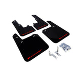 Set of four black Rally Armor UR polyurethane mud flaps with red logos for 2015-2019 Subaru Outback.
